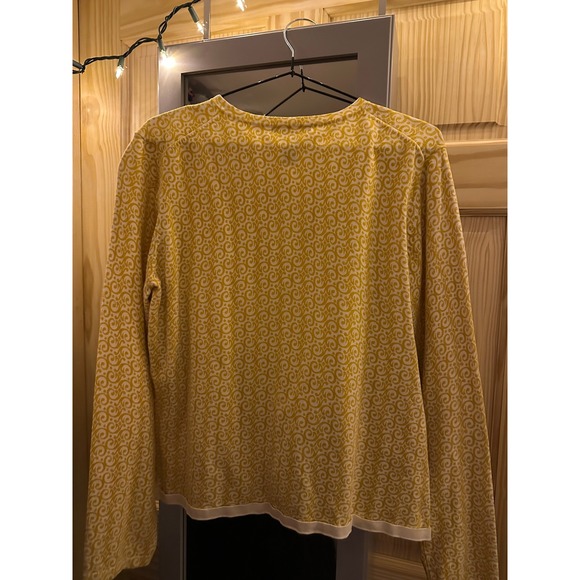 Willi Smith Yellow Swirl Pattern Knit Cardigan Button Front Women XL - Picture 2 of 3